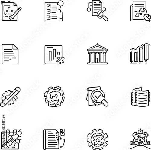 Compliance and legal regulations glyph icon set. Solid blue icons for policy, verification, and law.
