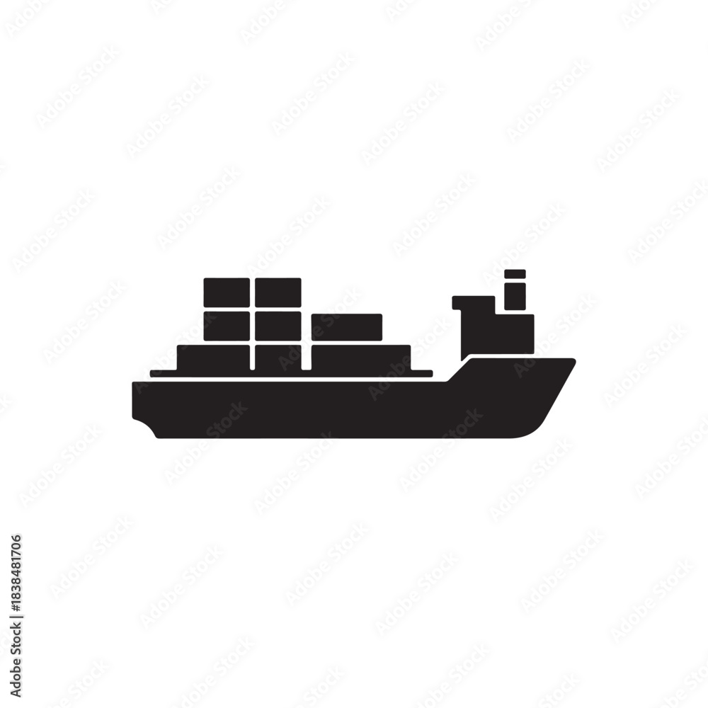 Obraz premium Ship icon vector. Shipping symbol. Container pictogram, flat vector sign isolated on white background. 