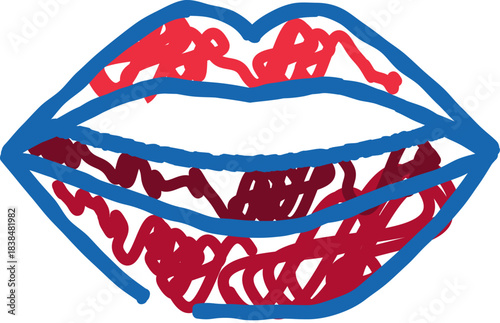 Doodle art lips showing pop style expression