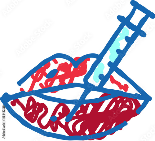 Lips receiving cosmetic injection for beauty treatment