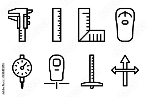 Black and white measurement tool icons for precision and accuracy