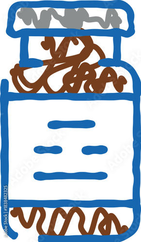 Bottle of natural medicine containing worms doodle drawing