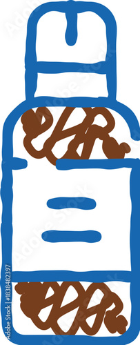 Cosmetic product pump dispenser bottle doodle drawing