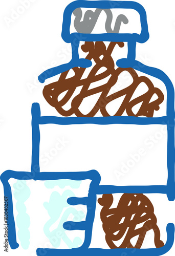 Liquid medicine bottle with measuring cup for treatment