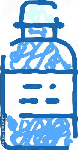 Water bottle blue doodle icon art drawing