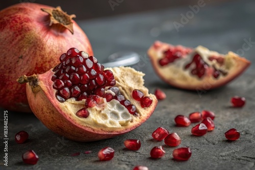 Ultra-Detailed Pomegranate Macro – Ruby Red Translucent Grains with Seeds, Jewel-Like Highlights