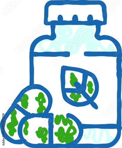 Herbal capsules bottle with natural leaf remedies