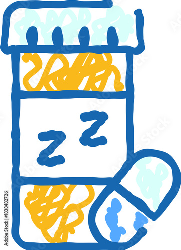 Sleeping pills bottle doodle with zzz icon