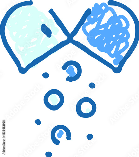 Opened medicine capsule dispensing powder and granules