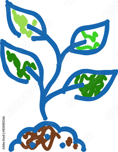 Growing stylized plant sprout emerging from soil