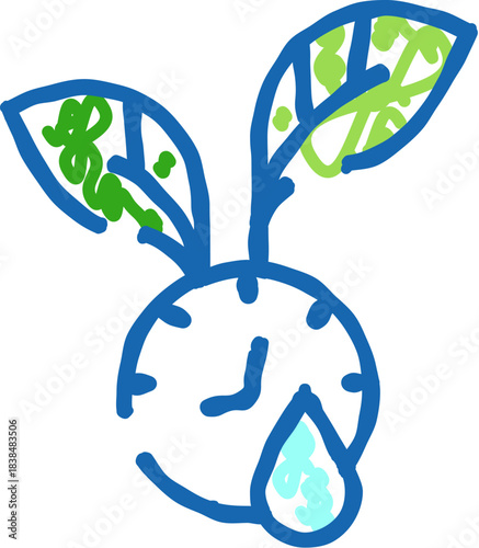 Growing plant sprouts clock with water drop icon