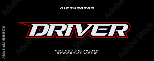 Speed Driver Font Logo Alphabet Vector Racing Letters Modern Typography, Dynamic Typographic Design Title Text, Typo Race Poster Headline, Type Symbol Logotype, Sans Serif Fonts. Vector Typeface.