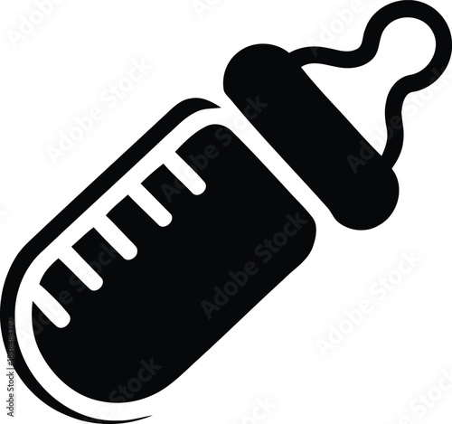 Minimalist baby bottle icon, symbol of infant feeding and care.
