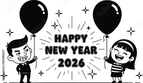 Cute and Funny Character Illustration for New Year 2026