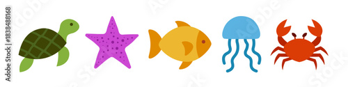 sea creatures icon. ocean life vector