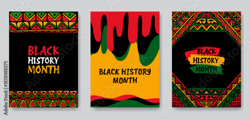 Collection of Black history month design for social media posts, greeting card, cover, sale promotion templates. Celebrating black history month