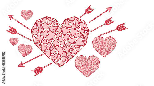 Geometric heart design with arrows white