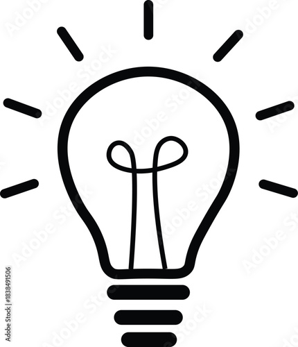 Light Bulb Icon with Filament Outline idea innovation