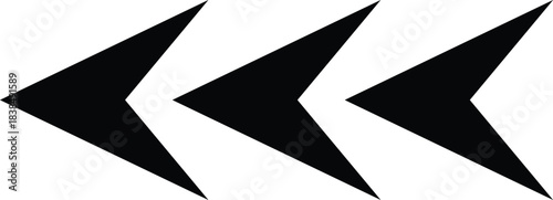 Three Black Arrows Pointing Left direction navigation