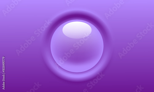 3D holographic round UI button with glossy gradient