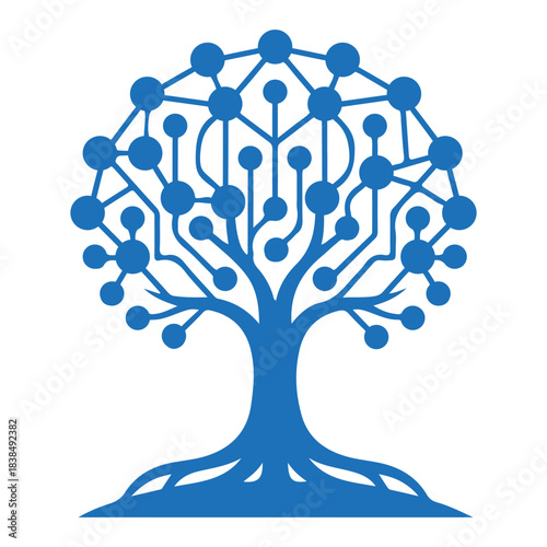 Modern logo: stylized tree with branches forming a circuit board pattern, symbolizing digital growth and electronic data. Great for IT and tech branding. Available as high-quality PNG, JPG, and EPS
