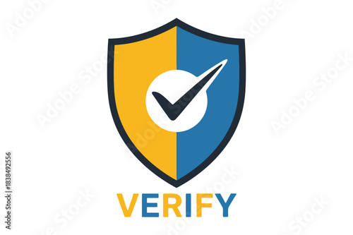 Shield with checkmark and verify text