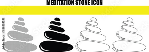 Meditation stone icon flat style zen spa symbol simple vector illustration sign isolated on transparent background for web and mobile app