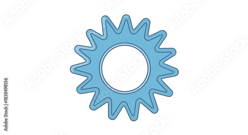 Intricate light blue gear illustration symbolizing mechanical function and innovation concept