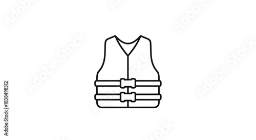 Minimalist life jacket outline for water safety awareness and recreational activities