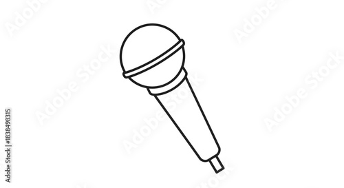 Minimalist microphone illustration against a clean white backdrop conveys vocal sound
