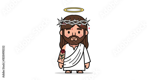 Modern-Day Icon: A Cartoon Illustration of Faith, Redemption and Contemporary Expressions