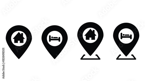 hotel location, lodging location icon. Homestay icon vector.