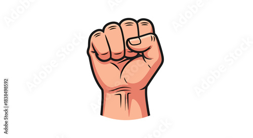Powerful clenched fist cartoon illustration symbolizing determination and strength gesture