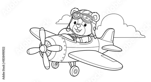 Cartoon child pilot flying airplane, kid in cockpit, vector illustration