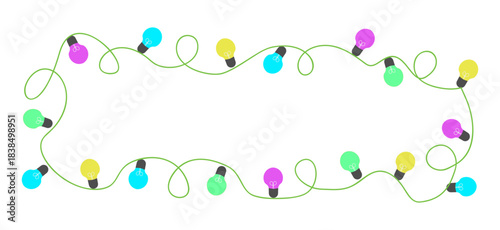 Christmas glowing lights, colorful garland, isolated on transparent background, vector