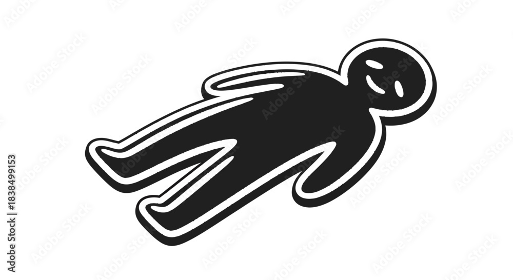 Obraz premium Black silhouette of person falling or flying, simple icon