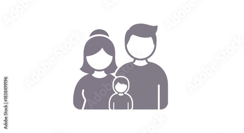Happy Family Icon, Couple and Child Illustration