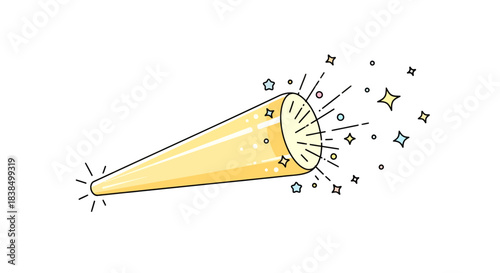 Golden Party Popper Celebration Confetti Burst