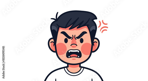 Stylized cartoon illustration portraying extreme anger and frustration emanating from character