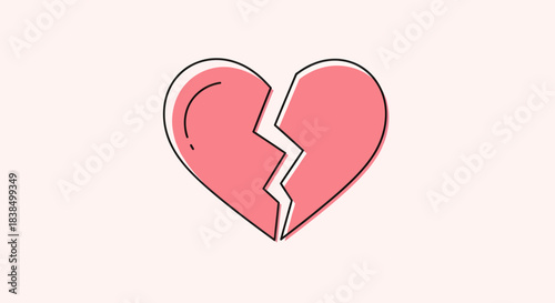 Stylized broken heart drawing on pale pink backdrop represents vulnerability