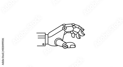 Stylized robotic hand outline against a pristine white background showcasing artificial intelligence