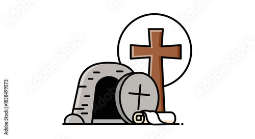 Symbolic depiction of resurrection dawn a graphic illustration of empty tomb scene