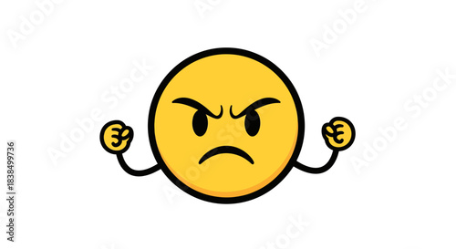 Visually illustrating anger with a minimalistic yellow emoji wielding fists ready to punch