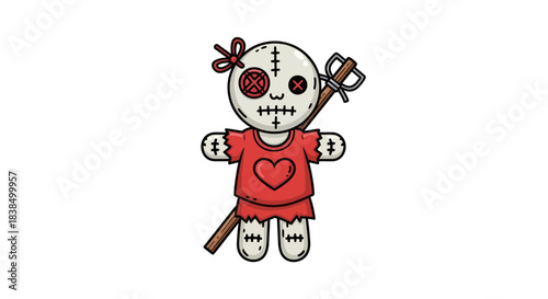 Whimsical Voodoo Doll with Heart Design: A playful take on love and magic themes