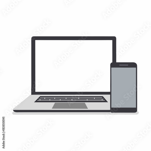 Minimalist Laptop and Smartphone Mockup on White Background