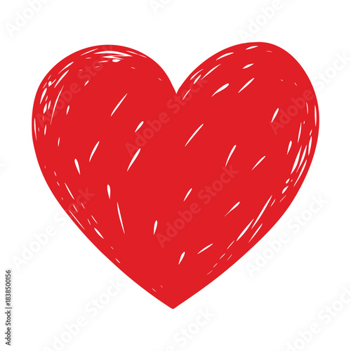 Rough Scribble Black Heart Illustration on White Background