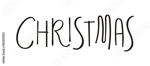 Christmas hand lettering isolated on transparent background. Hand drawn vector illustration. Handwritten text, typography, holiday quote. Christmas design element, clip art