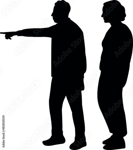 a couple standing body silhouette vector