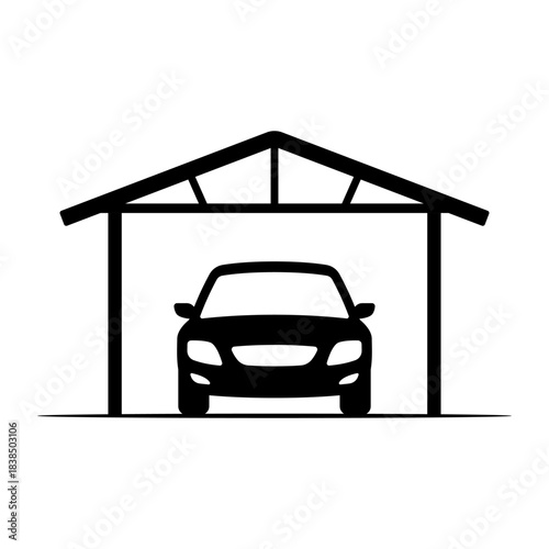 Carport icon. Black silhouette. Front view. Vector simple flat graphic illustration. Isolated object on a white background.