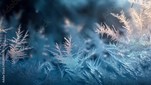 Frosty Winter Patterns in Blue Light